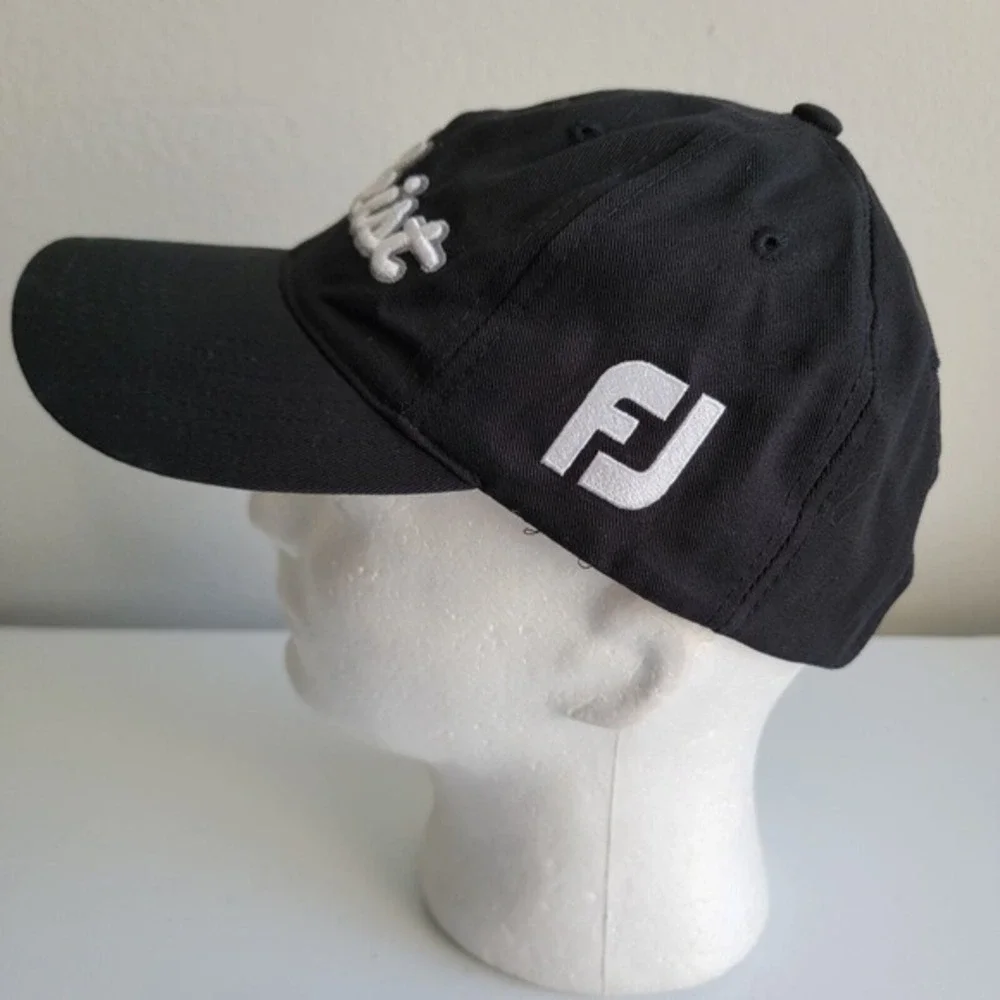 Titleist FootJoy FJ Golf Strapback Hat‎ Cap Logo Black Silver Adjustable Men